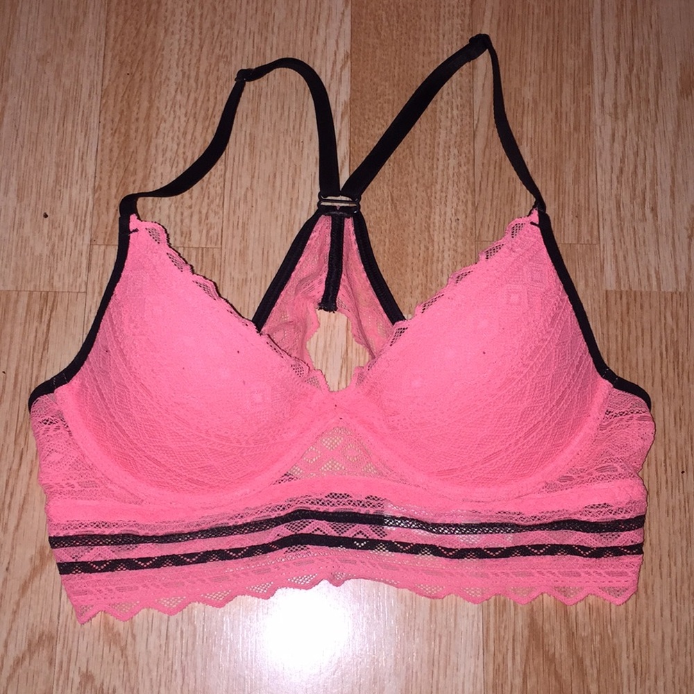 Victorias secret bright peachy pink lace bralette!